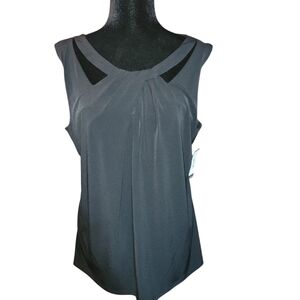 NWT Nine West Black tie-neck sleeveless stretchy top - size L
